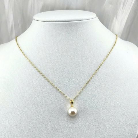 Dây Chuyền Bạc s925 Mặt Ngọc Trai Edison Tròn Trắng Tự Nhiên Tối Giản Sang Trọng MADAME HIEN PEARLS MT035TR