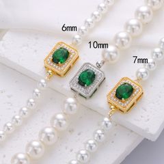 Khoá Cài Mặt Dây Chuyền Vòng Cổ Kết Nối Vòng Tay Vòng Tay Clasp Dát Ngọc Lục Bảo Zircon MADAME HIEN PEARLS PKKC027