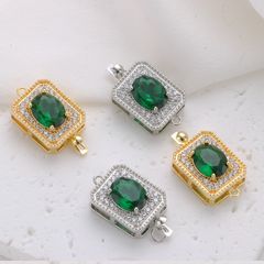 Khoá Cài Mặt Dây Chuyền Vòng Cổ Kết Nối Vòng Tay Vòng Tay Clasp Dát Ngọc Lục Bảo Zircon MADAME HIEN PEARLS PKKC027