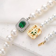 Khoá Cài Mặt Dây Chuyền Vòng Cổ Kết Nối Vòng Tay Vòng Tay Clasp Dát Ngọc Lục Bảo Zircon MADAME HIEN PEARLS PKKC027