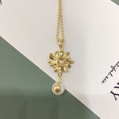 Bộ Set Ngọc Trai Vòng cổ, Nhẫn và Bông Tai Bộ Trang Sức Ngọc Trai Tự Nhiên Khung Hoa Hướng Dương 3D MADAME HIEN PEARLS Cho Nữ SPS112