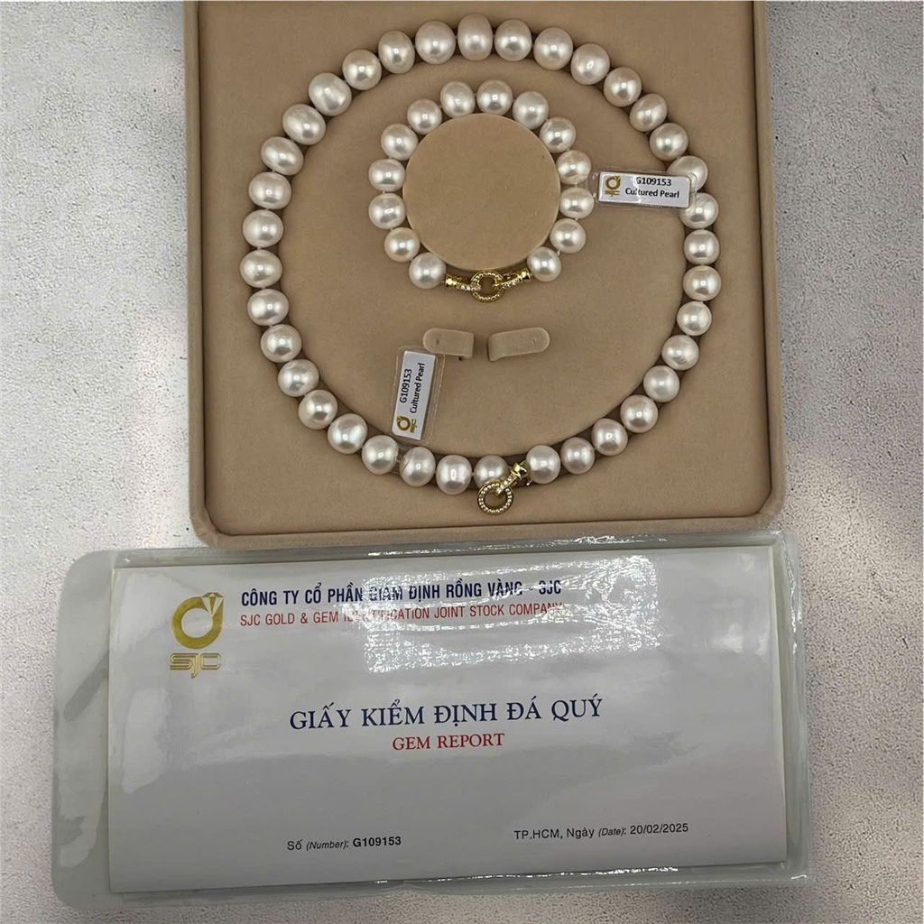[Kèm Kiểm Định] Bộ Set Vòng Cổ và Vòng Tay Ngọc Trai Tự Nhiên Trắng VIP Hạt Tứ Quý 11-15mm Tròn Đẹp MADAME HIEN PEARLS SCT008TR