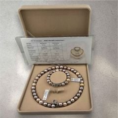 [Kèm Kiểm Định] Bộ Set Vòng Cổ và Vòng Tay Ngọc Trai Tự Nhiên Tím Mix VIP Hạt Tứ Quý 11-15mm Tròn Đẹp MADAME HIEN PEARLS SCT008