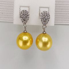 Bông Tai Bạc s925 Mạ Vàng Trắng Italia Đính Ngọc Trai 10-11mm Hạt Tròn Đẹp Grade AAA MADAME HIEN PEARLS BMVBTT002