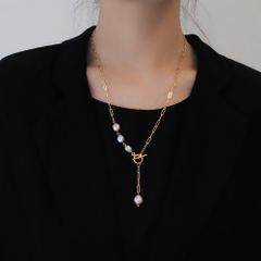 Vòng cổ Ngọc Trai Baroque Phối Dây Chuyền Kim Loại MADAME HIEN PEARL Thời Trang Nam Nữ MB008
