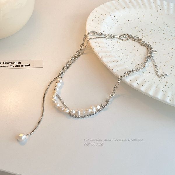 Vòng Cổ Ngọc Trai Baroque Phối Dây Xích Tua Rua Lạ Mắt Cá Tính MADAME HIEN PEARLS Unisex Nam Nữ CB032