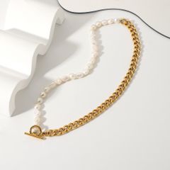 Vòng Cổ Ngọc Trai Tự Nhiên Khoá OT Phối Dây Chuyền Thời Trang Nam Tính MADAME HIEN PEARLS CB020