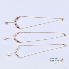 Vòng cổ 9 Hạt Mặt 1 Hạt Ngọc Trai To Tòng Teng MADAME HIEN PEARLS Dễ Thương MT002