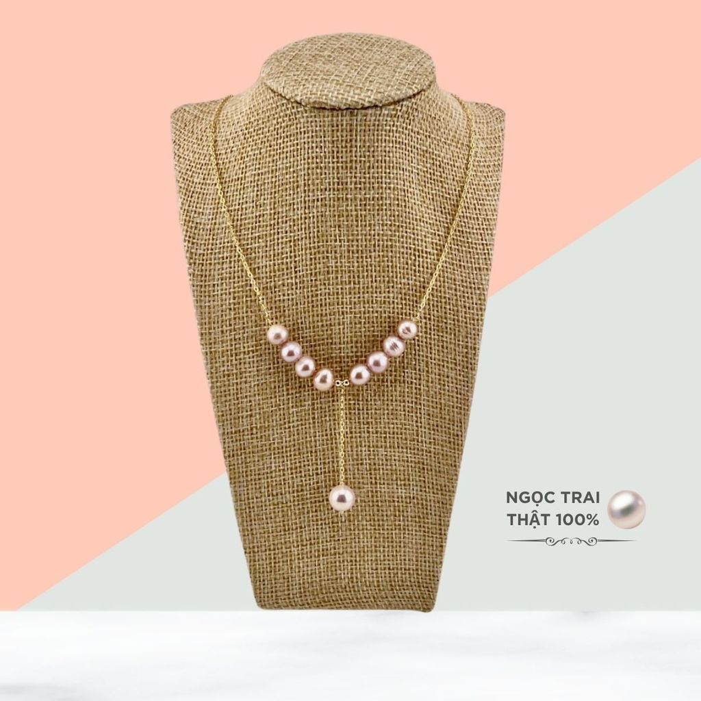 Vòng cổ 9 Hạt Mặt 1 Hạt Ngọc Trai To Tòng Teng MADAME HIEN PEARLS Dễ Thương MT002