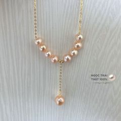 Vòng cổ 9 Hạt Mặt 1 Hạt Ngọc Trai To Tòng Teng MADAME HIEN PEARLS Dễ Thương MT002