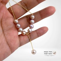 Vòng cổ 9 Hạt Mặt 1 Hạt Ngọc Trai To Tòng Teng MADAME HIEN PEARLS Dễ Thương MT002