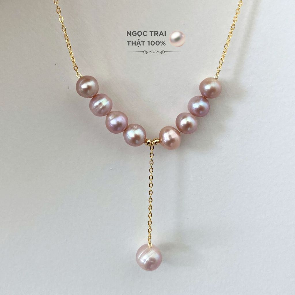 Vòng cổ 9 Hạt Mặt 1 Hạt Ngọc Trai To Tòng Teng MADAME HIEN PEARLS Dễ Thương MT002