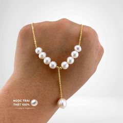 Vòng cổ 9 Hạt Mặt 1 Hạt Ngọc Trai To Tòng Teng MADAME HIEN PEARLS Dễ Thương MT002