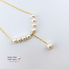 Vòng cổ 9 Hạt Mặt 1 Hạt Ngọc Trai To Tòng Teng MADAME HIEN PEARLS Dễ Thương MT002
