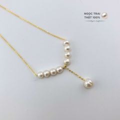 Vòng cổ 9 Hạt Mặt 1 Hạt Ngọc Trai To Tòng Teng MADAME HIEN PEARLS Dễ Thương MT002