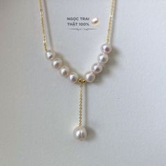 Vòng cổ 9 Hạt Mặt 1 Hạt Ngọc Trai To Tòng Teng MADAME HIEN PEARLS Dễ Thương MT002