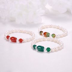 Vòng Tay Ngọc Trai Dáng Gạo Mặt Phối Đá Cẩm Thạch Phong Thuỷ Và Pha Lê MADAME HIEN PEARL VTG041