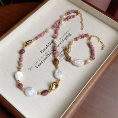 Vòng Tay Ngọc Trai Tự Nhiên Phối Đá Hồng Ngọc Phong Cách Boho MADAME HIEN PEARLS VTB069