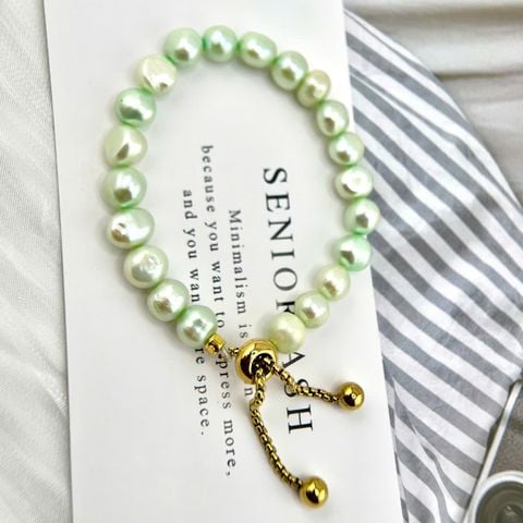 Vòng Tay Tự Nhiên Baroque Màu Xanh Lá Lạ Mắt MADAME HIEN PEARLS VTB078
