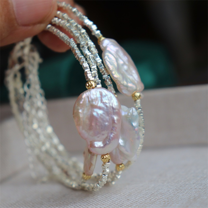 Vòng Tay Mặt 1 Hạt Ngọc Trai Baroque Tự Nhiên MADAME HIEN PEARLS Unisex Nam Nữ VTB081