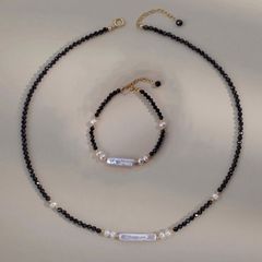 Vòng tay Pha Lê Đen Mặt Phối Ngọc Trai Baroque Thời Trang Unisex Nam Nữ MADAME HIEN PEARLS VTB031