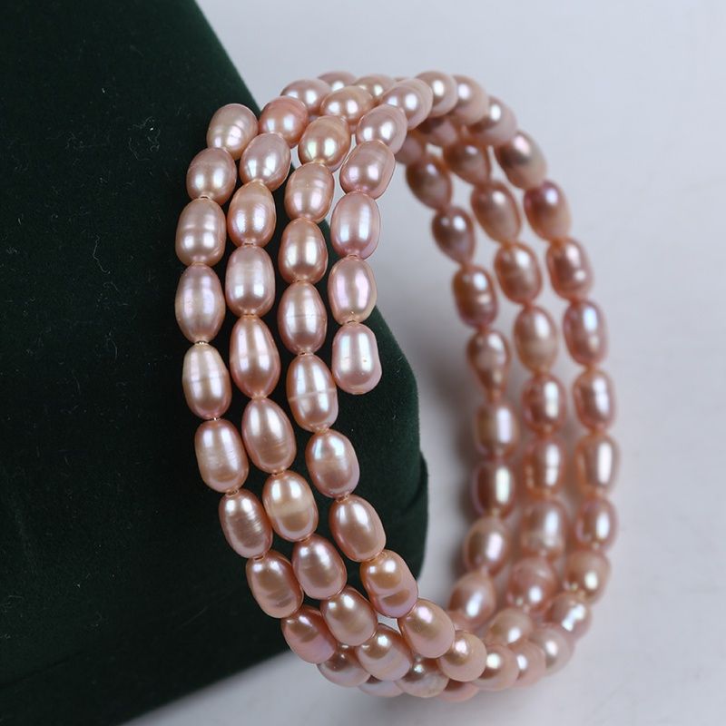 Vòng Tay Ngọc Trai Tự Nhiên Kiểu Còng Cứng Quấn 3 Vòng MADAME HIEN PEARLS Cho Nữ VTG038