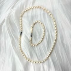 Vòng Tay Ngọc Trai Gạo Tự Nhiên 7-8mm Hạt Nhăn Tự Nhiên MADAME HIEN PEARLS VTG040