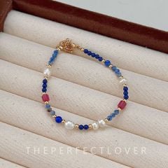 Vòng Tay Boho Đá Xanh Phối Ngọc Trai Hạt Gạo Nhỏ Xinh MADAME HIEN PEARLS Đáng Yêu VTG050