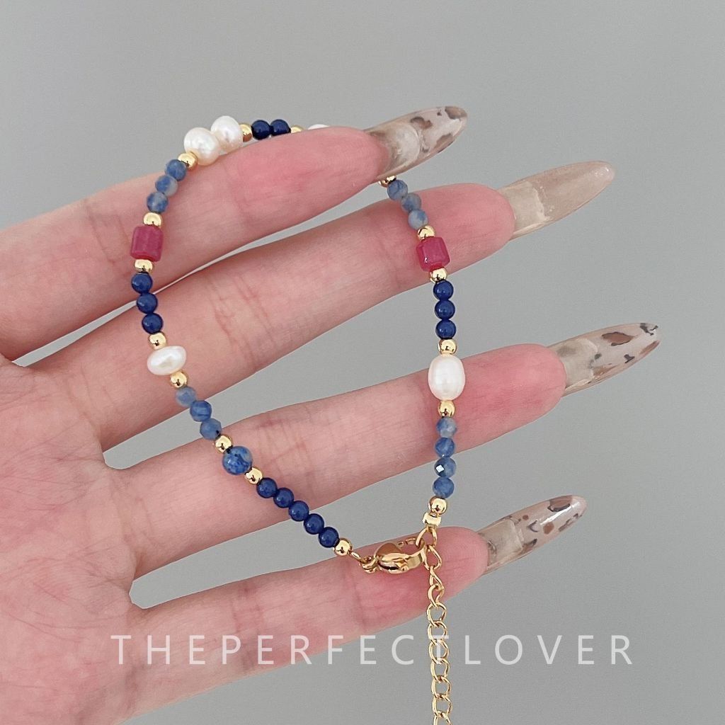 Vòng Tay Boho Đá Xanh Phối Ngọc Trai Hạt Gạo Nhỏ Xinh MADAME HIEN PEARLS Đáng Yêu VTG050