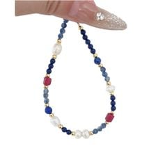 Vòng Tay Boho Đá Xanh Phối Ngọc Trai Hạt Gạo Nhỏ Xinh MADAME HIEN PEARLS Đáng Yêu VTG050