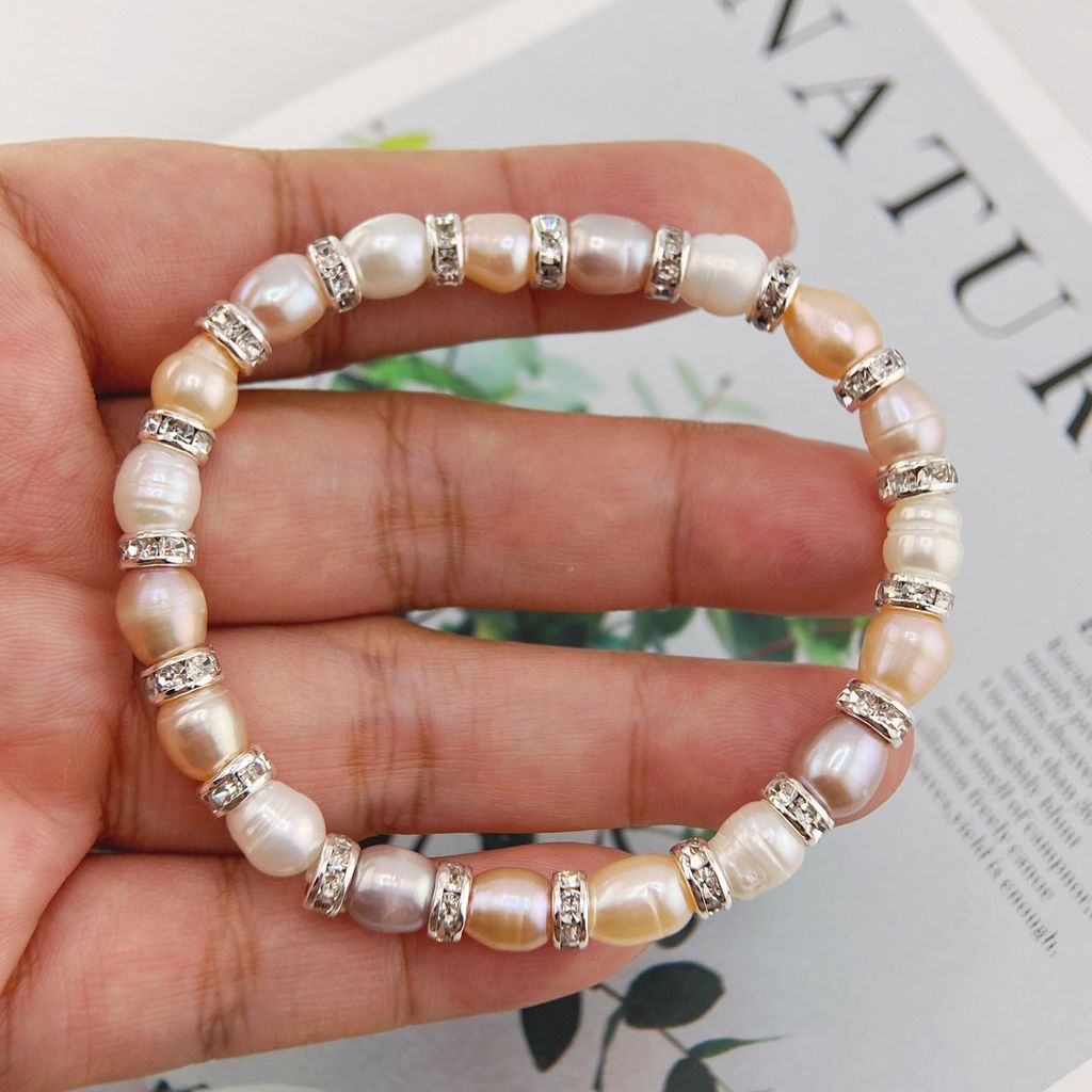 Vòng Tay Ngọc Trai Tự Nhiên Phối Cham Bạc Zircon MADAME HIEN PEARLS VTG020