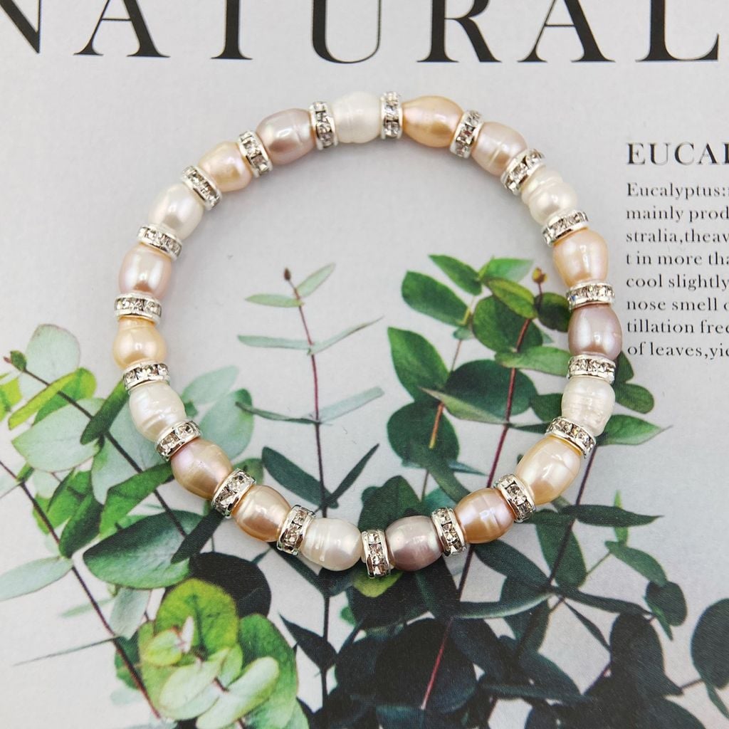 Vòng Tay Ngọc Trai Tự Nhiên Phối Cham Bạc Zircon MADAME HIEN PEARLS VTG020