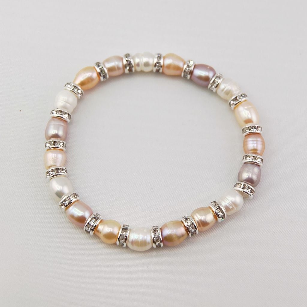 Vòng Tay Ngọc Trai Tự Nhiên Phối Cham Bạc Zircon MADAME HIEN PEARLS VTG020