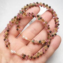 Vòng Tay Chuỗi Hạt Đá Tourmaline Rong Biển Phối Ngọc Trai Tự Nhiên MADAME HIEN PEARLS VTG021