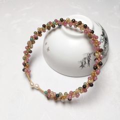 Vòng Tay Chuỗi Hạt Đá Tourmaline Rong Biển Phối Ngọc Trai Tự Nhiên MADAME HIEN PEARLS VTG021