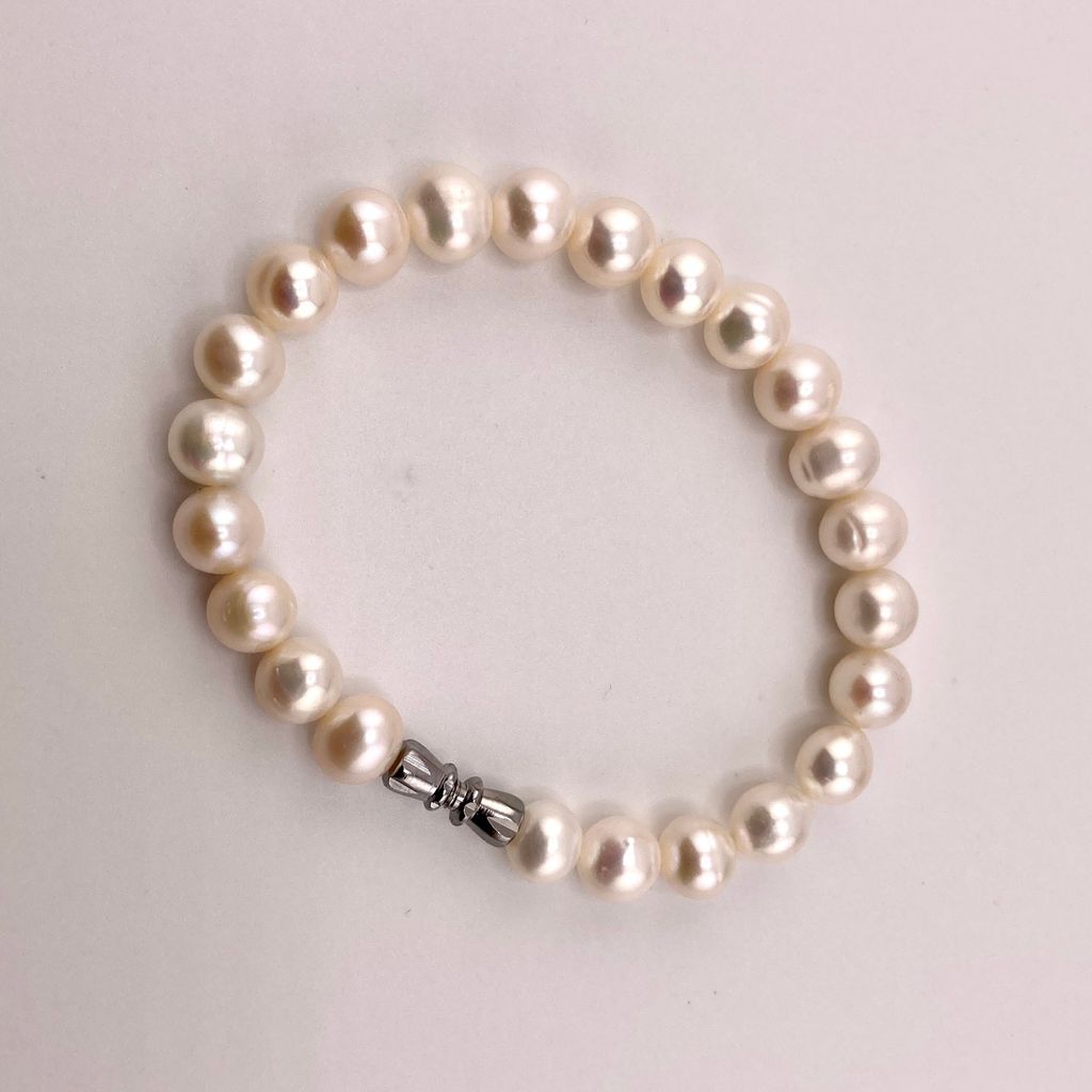 Vòng Tay Ngọc Trai Tự Nhiên Hạt Gần Tròn Đơn Giản MADAME HIEN PEARLS VTT002