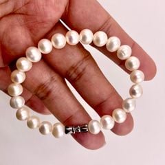 Vòng Tay Ngọc Trai Tự Nhiên Hạt Gần Tròn Đơn Giản MADAME HIEN PEARLS VTT002