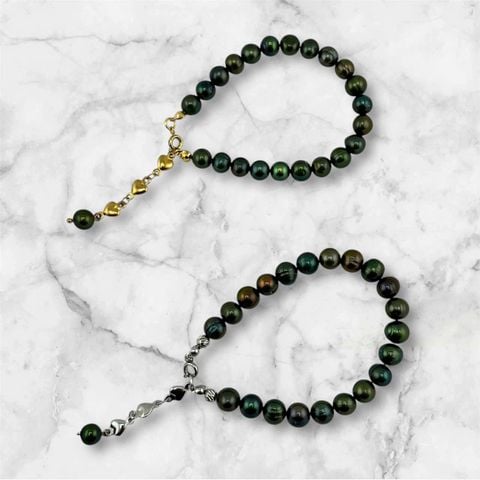 Vòng Tay Ngọc Trai Xanh Đen Tự Nhiên MADAME HIEN PEARLS Xinh Xắn Cho Nữ VTT066