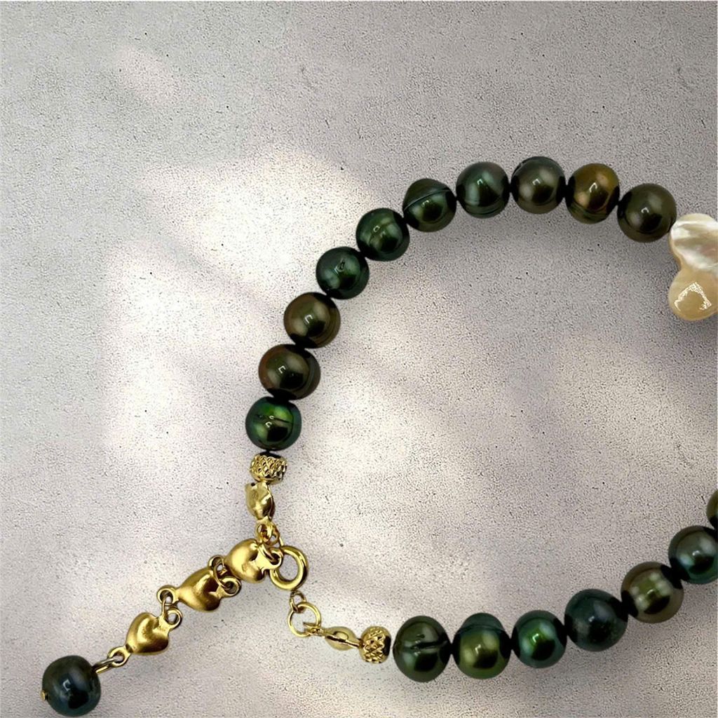 Vòng Tay Ngọc Trai Xanh Đen Tự Nhiên MADAME HIEN PEARLS Xinh Xắn Cho Nữ VTT066