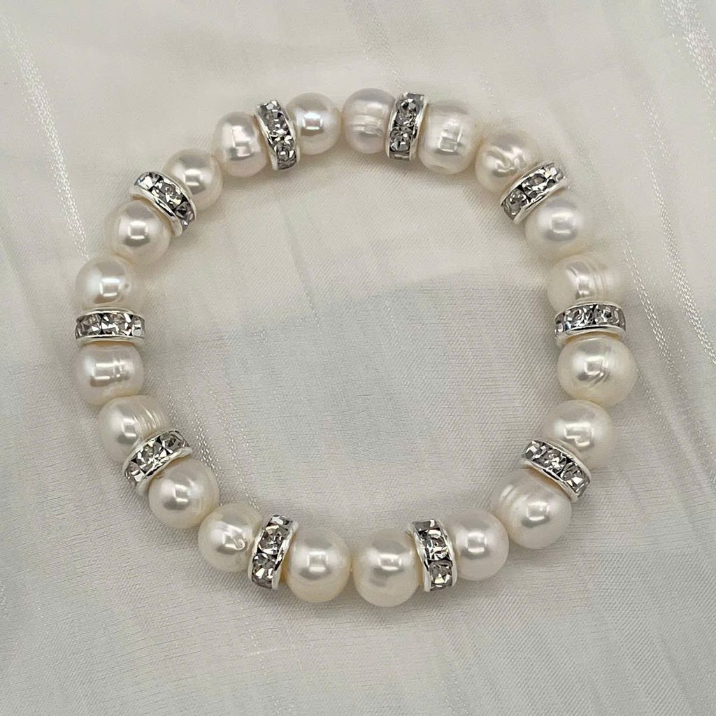 Vòng Tay Ngọc Trai Tròn Phối Bi Bạc Khảm Đá Zircon MADAME HIEN PEARLS Cho Nữ VTT079