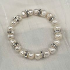 Vòng Tay Ngọc Trai Tròn Phối Bi Bạc Khảm Đá Zircon MADAME HIEN PEARLS Cho Nữ VTT079