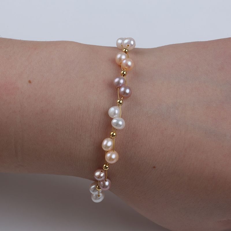 Vòng Tay Sợi Bện Đính Ngọc Trai Tự Nhiên MADAME HIEN PEARLS VTT009