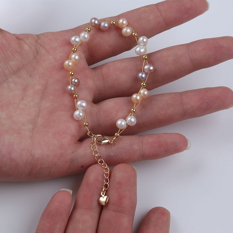 Vòng Tay Sợi Bện Đính Ngọc Trai Tự Nhiên MADAME HIEN PEARLS VTT009