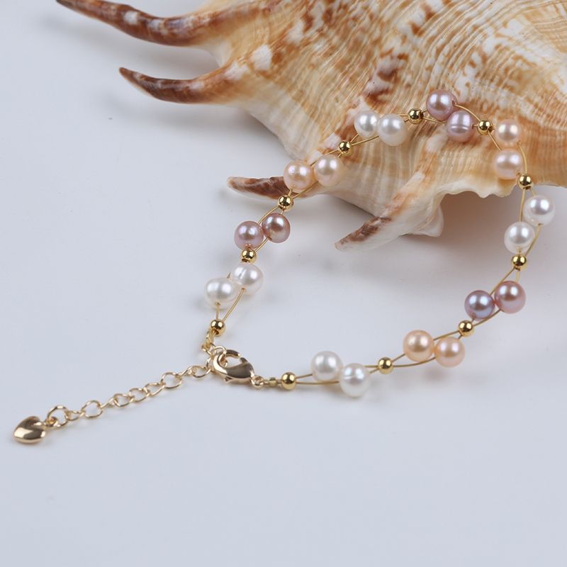 Vòng Tay Sợi Bện Đính Ngọc Trai Tự Nhiên MADAME HIEN PEARLS VTT009