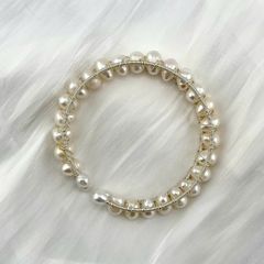 Vòng Tay Ngọc Trai Còng Cứng Bện MADAME HIEN PEARLS Cá Tính Nam Nữ Unisex VTT102