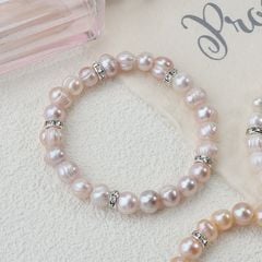 Vòng Tay Ngọc Trai Điểm 5 Cham Bạc Tròn MADAME HIEN PEARLS Đáng Yêu Cho Nữ VTT104
