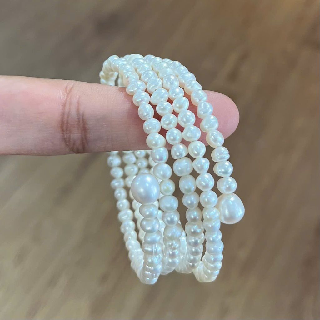 Vòng Tay Ngọc Trai Xoắn 4 Vòng Cá Tính Dễ Thương MADAME HIEN PEARL Cho Nữ VTT121