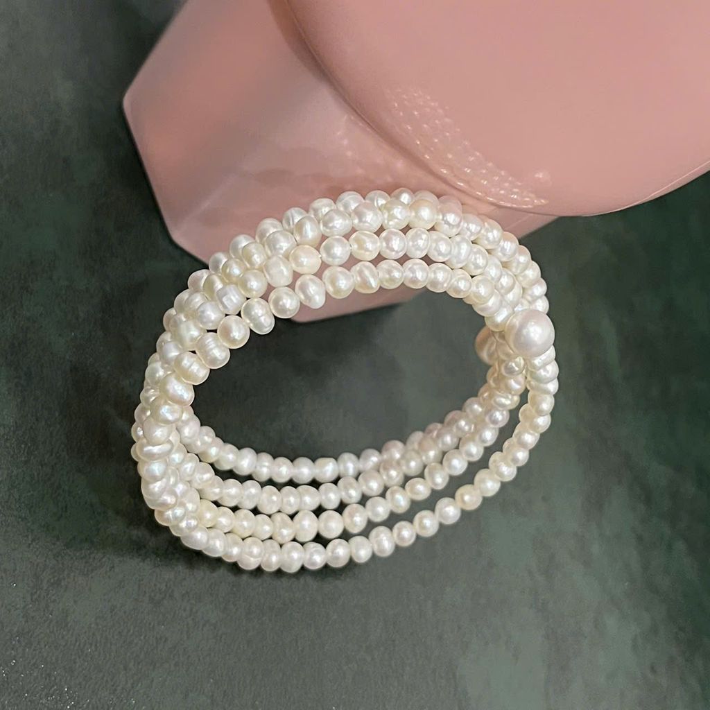 Vòng Tay Ngọc Trai Xoắn 4 Vòng Cá Tính Dễ Thương MADAME HIEN PEARL Cho Nữ VTT121