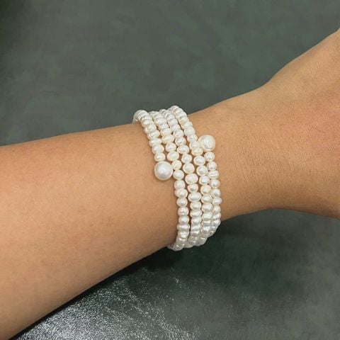 Vòng Tay Ngọc Trai Xoắn 4 Vòng Cá Tính Dễ Thương MADAME HIEN PEARL Cho Nữ VTT121