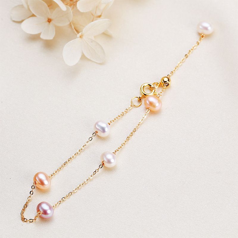 Vòng Tay Bạc Charm 6 Hạt Trai Bạc Thời Trang Đáng Yêu MADAME HIEN PEARLS Cho Nữ VTT027